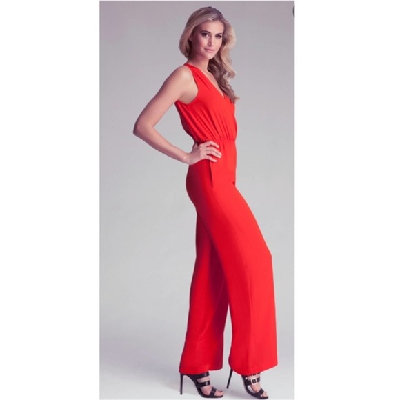 NWT bebe Sz 8 Open Back Bright Orange/Red Jumpsuit Romper - Picture 11 of 12